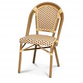 Krzesło aluminiowe Paris, kawiarniane, siedzisko 46cm, rattanowe, czerwone wino, bambus, XIRBI 78667